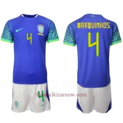 Koszulka Brazylia Marquinhos 4 MŚ 2022 Wyjazdowa Dziecięca Koszulka Brazylia Marquinhos 4 MŚ 2022 Wyjazdowa Dziecięca