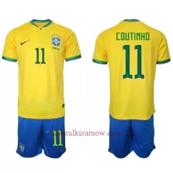 Koszulka Brazylia Philippe Coutinho 11 MŚ 2022 Domowa Dziecięca Koszulka Brazylia Philippe Coutinho 11 MŚ 2022 Domowa Dziecięca