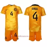 Koszulka Holandia Virgil van Dijk 4 MŚ 2022 Domowa Dziecięca