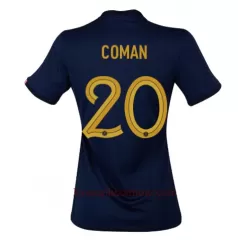 Koszulka Francja Kingsley Coman 20 MŚ 2022 Domowa Damska Koszulka Francja Kingsley Coman 20 MŚ 2022 Domowa Damska