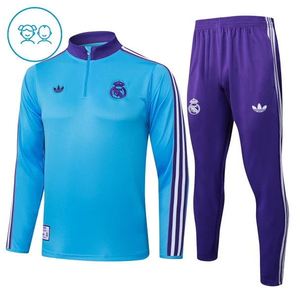 Real Madryt Zestaw Bluzy Treningowej 25/26 Niebieski Dziecięca Real Madryt Zestaw Bluzy Treningowej 25/26 Niebieski Dziecięca