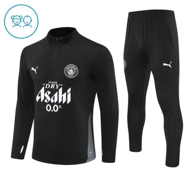 Manchester City Zestaw Bluzy Treningowej 25/26 Czarny Dziecięca