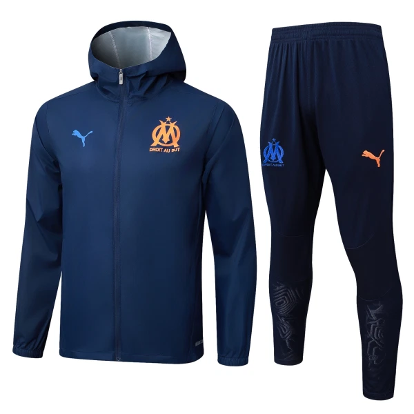 Olympique Marseille Kurtka Treningowa z Kapturem 25/26 Marynarka-Wojenna