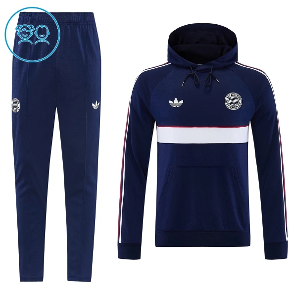 Bayern Monachium Hoodie Zestaw Bluzy Treningowej 26/27 Marynarka-Wojenna Dziecięca Bayern Monachium Hoodie Zestaw Bluzy Treningowej 26/27 Marynarka-Wojenna Dziecięca